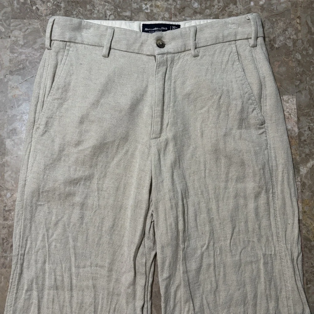 Abercrombie & Fitch Baggy Trouser Pants Mens 30x30 (fits 30x27) Beige Old Money